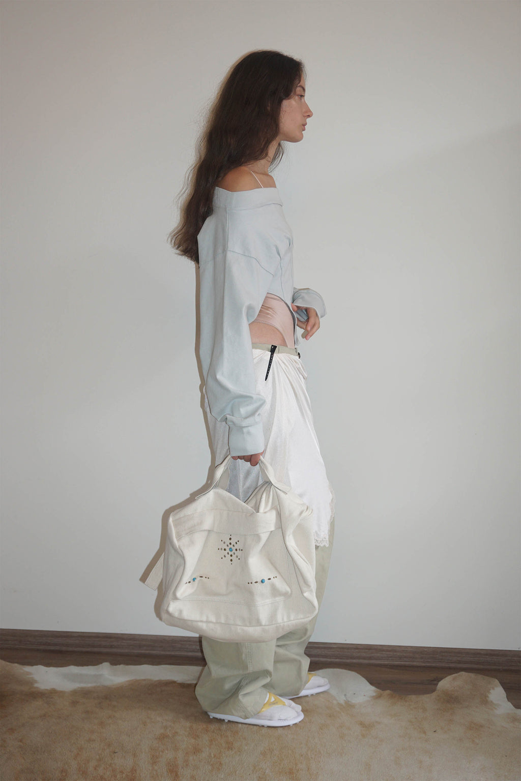 Sculptor Three-Way Stud Twill Bag Natural