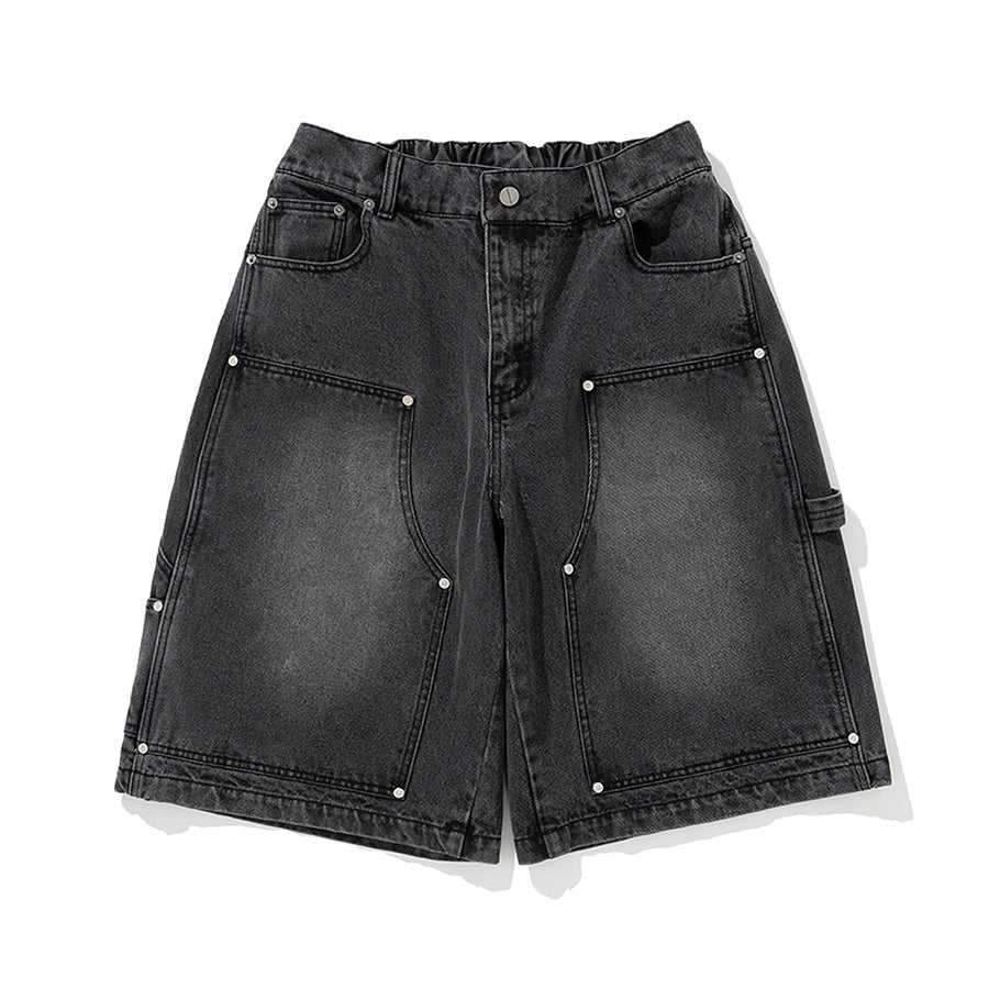 NOT4NERD Carpenter Bermuda Denim Shorts / Black