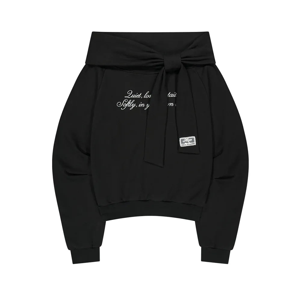 ILLIGO PURE BOW OFF SHOULDER SWEATSHIRT BLACK