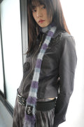 IUGA Striped Hairy Skinny Muffler (Light Purple)