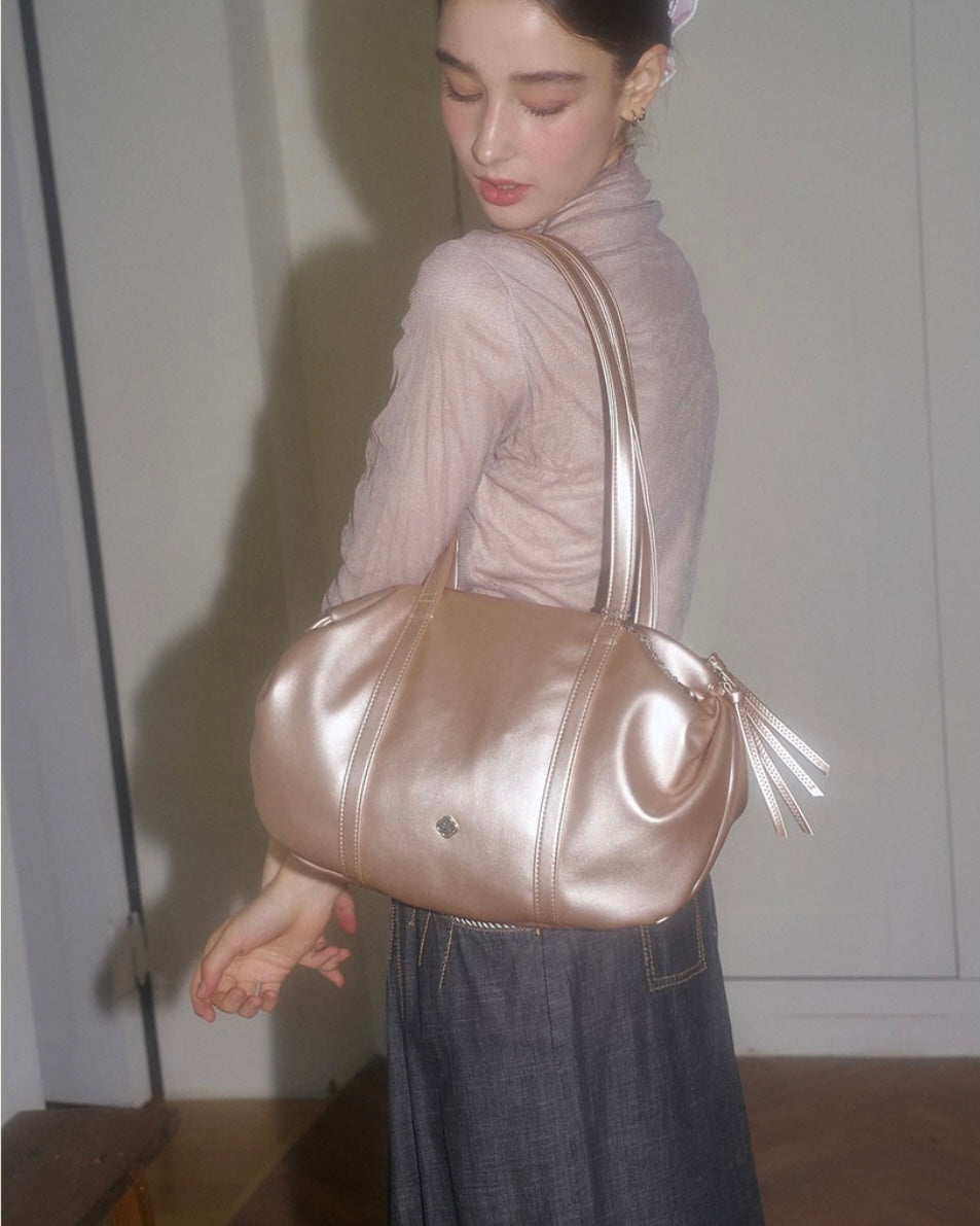 Heeari Aurora Shirring Duffle Bag - rose gold