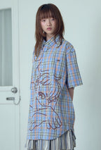 niceghostclub angel check big big half shirt [2colors]
