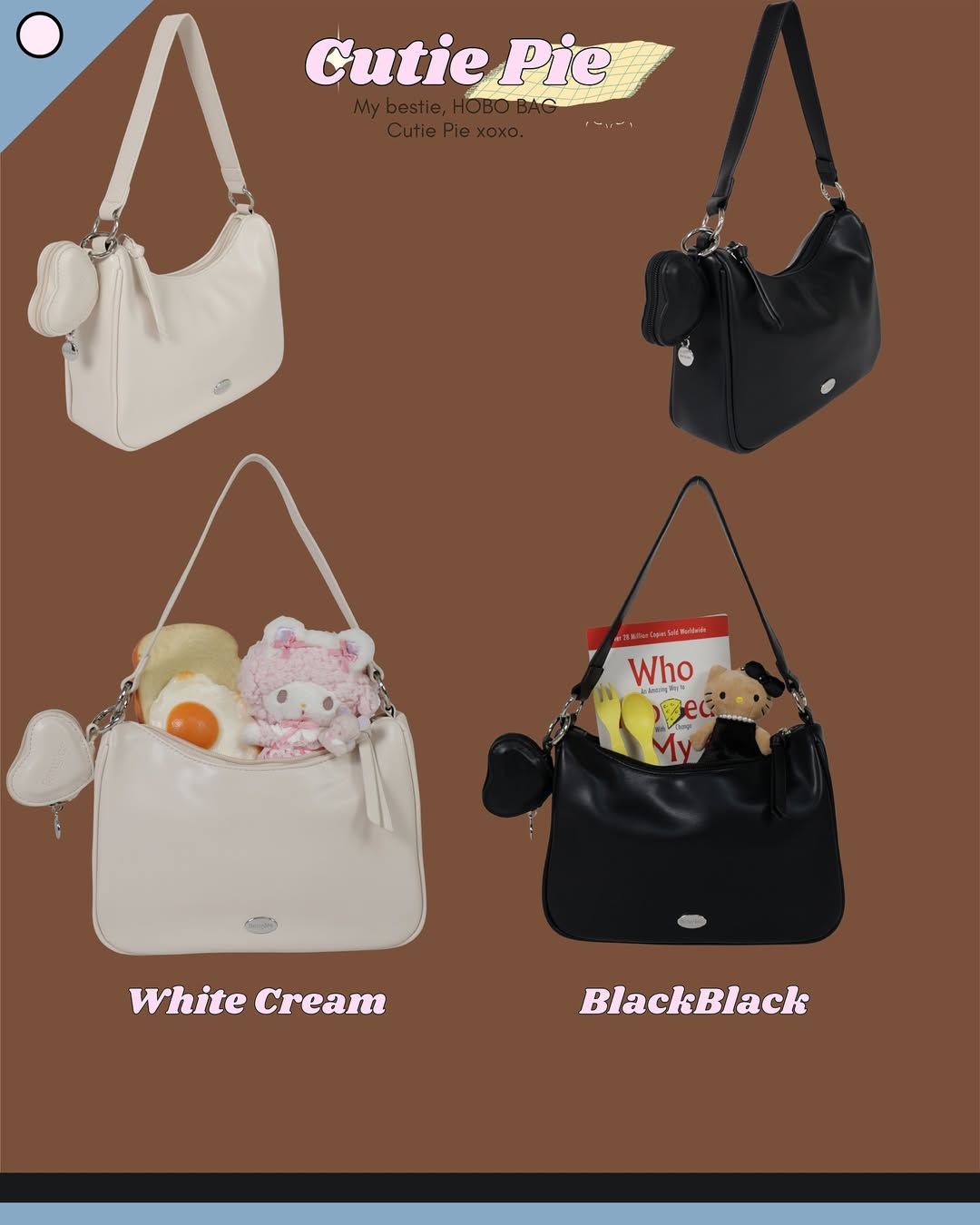 Cutie Pie Hobo Bag (crossbody OK!!) - 16colors