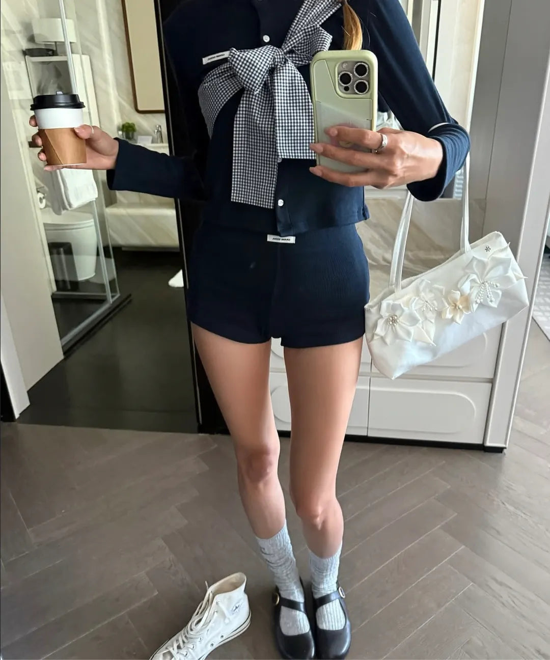 Ribbon Tie Knit Cardigan - Navy