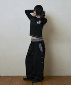 LSC LAYERED STAR STUD WIDE SWEAT PANT (BLACK)
