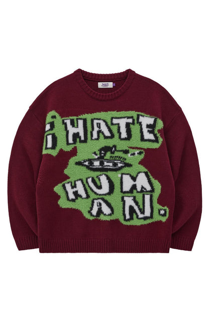 HOODHOOD I Hate Human Knit / burgundy