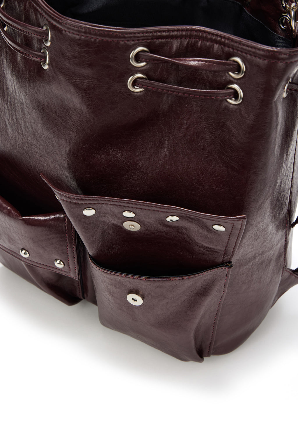 DEINET 5-WAY STUD POCKET MULTI BAG IN BURGUNDY