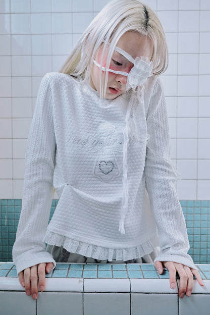 Lace cross patch hoodie (2colors)