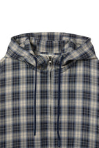 DEINET CHECK BOMBER JACKET IN NAVY
