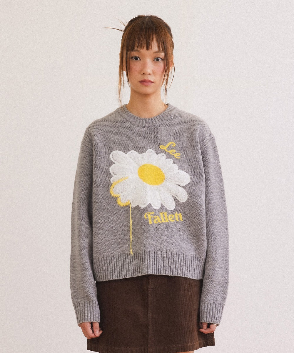 [Fallet x Lee] Sun Flower Knit / grey