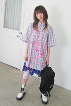 niceghostclub angel check big big half shirt [2colors]