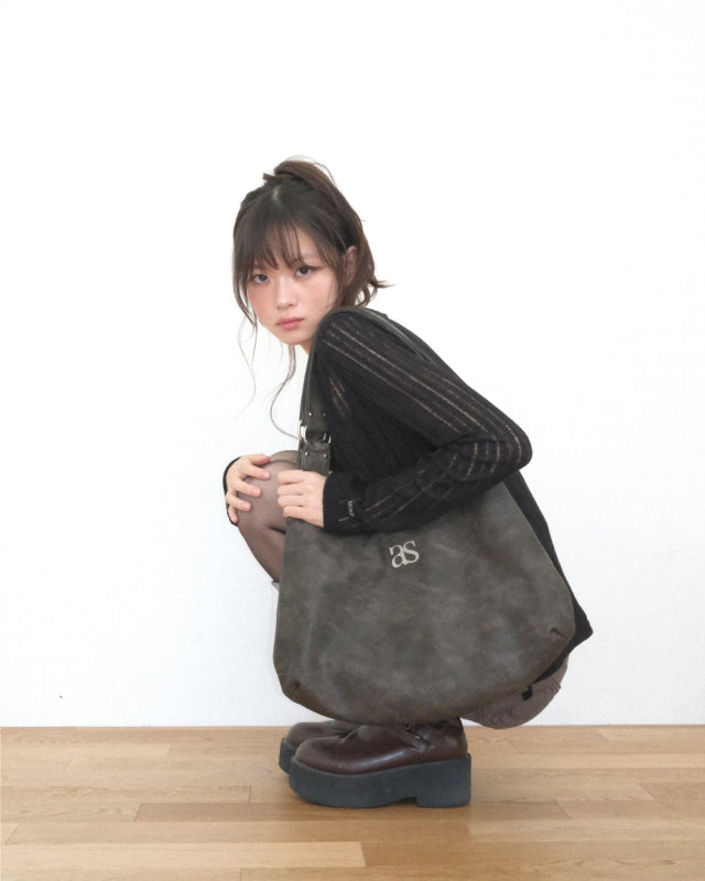 ason RICKY SHOULDER BAG / CRACK BROWN