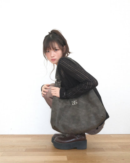 ason RICKY SHOULDER BAG / CRACK BROWN