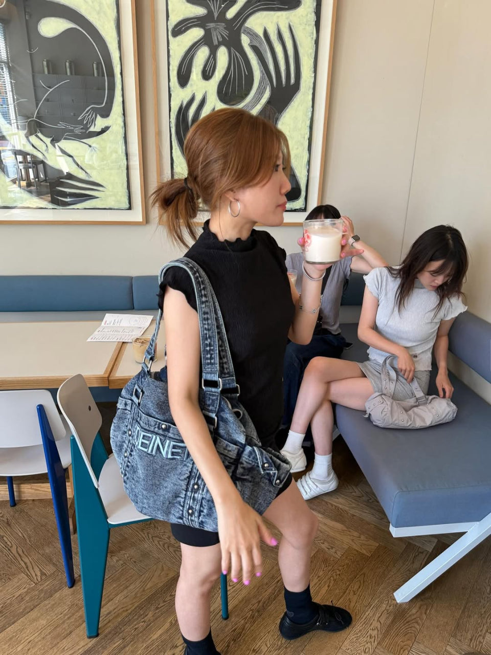 DEINETT LOGO DUFFLE BAG IN DENIM