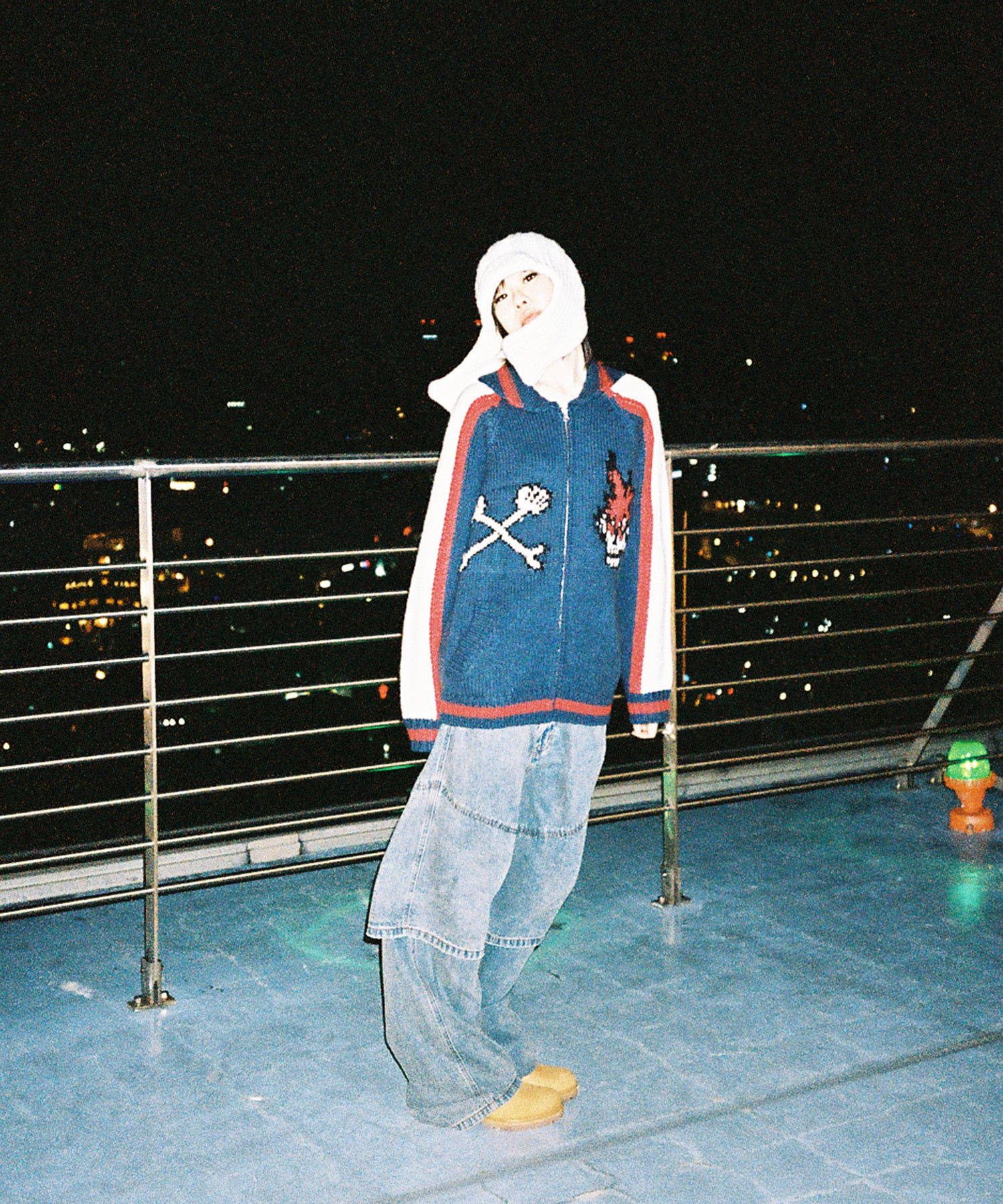 niceghostclub SKULL COWICHAN SWEATER [NAVY]