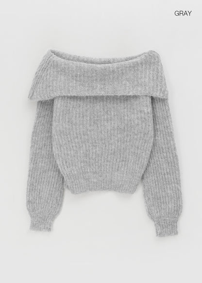 BLACKUP Penner Off-Shoulder Knit (30%wool) / 3colors