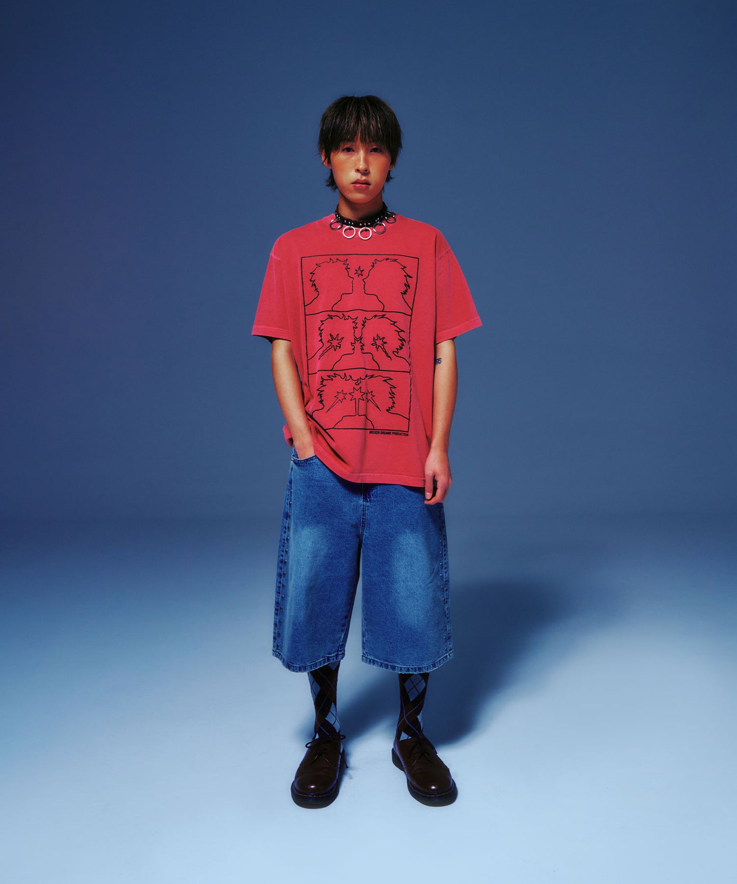 niceghostclub STUD WIDE DENIM PANTS [BLUE]