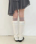[illigo] LACE COLOR-BLOCK LEG WAEMER_IVORY