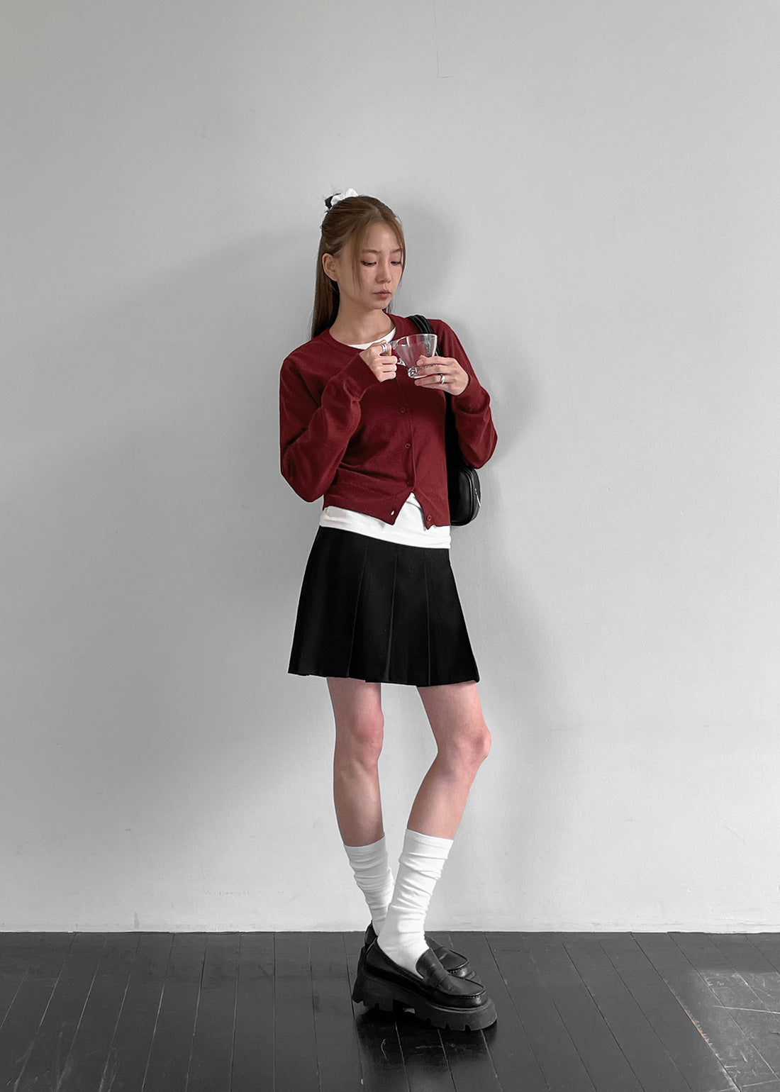 韓國製造 Round Cardigan / Red