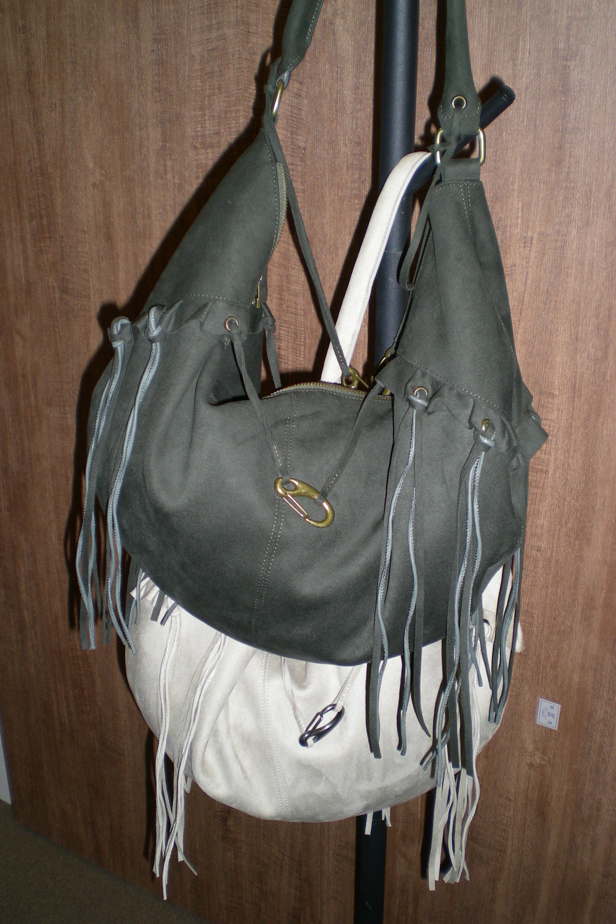 Sculptor Faux Suede String Hobo Bag Deep Green