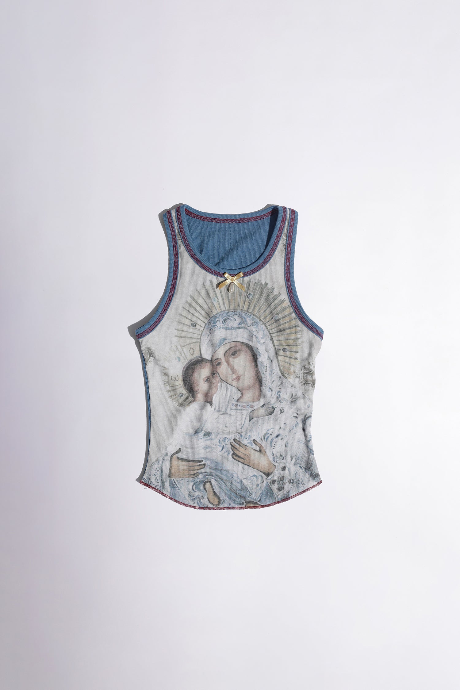 [SCULPTOR] Maria Tear Drop Tank Top - Cream/Blue
