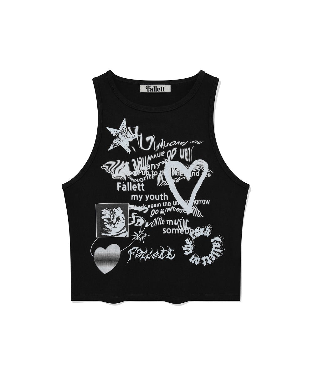 Fallett Youth Letter Sleeveless - white/black