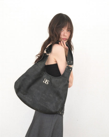 ason RICKY SHOULDER BAG / CRACK BLACK