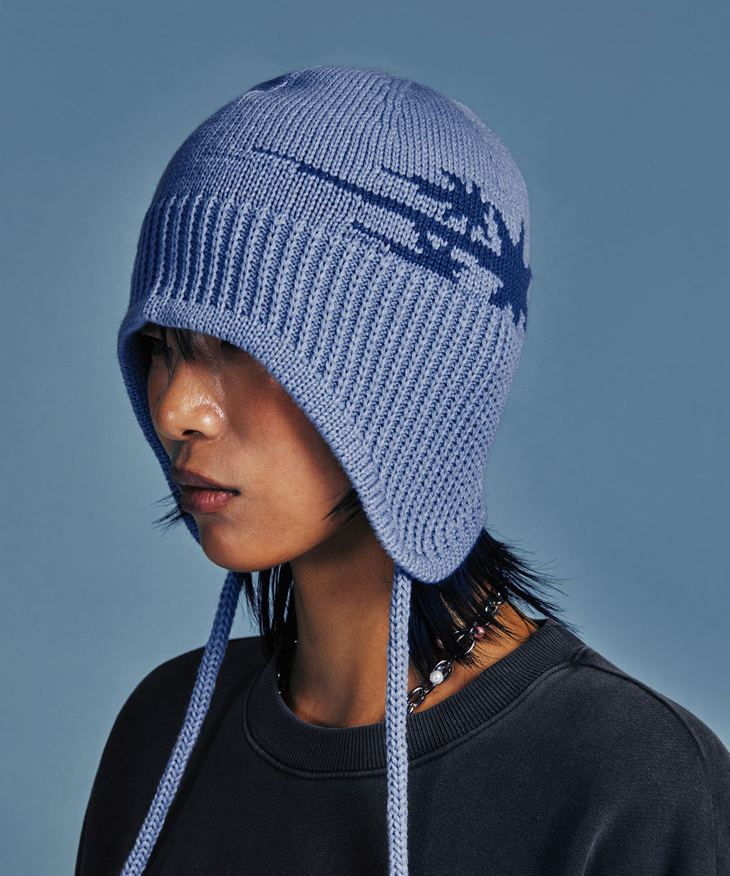 niceghostclub 
3STARS LOGO EARCAP BEANIE
[GREY]