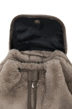 DEINET POM POM FUR BACKPACK IN MOCHA