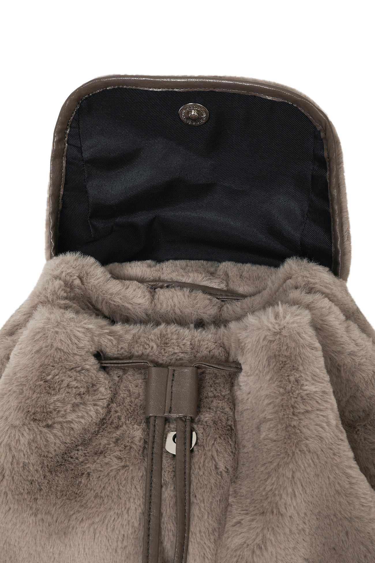 DEINET POM POM FUR BACKPACK IN MOCHA