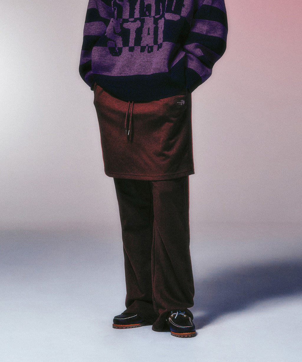 niceghostclub LOGO SWEAT LAYERED PANTS [BURGUNDY]