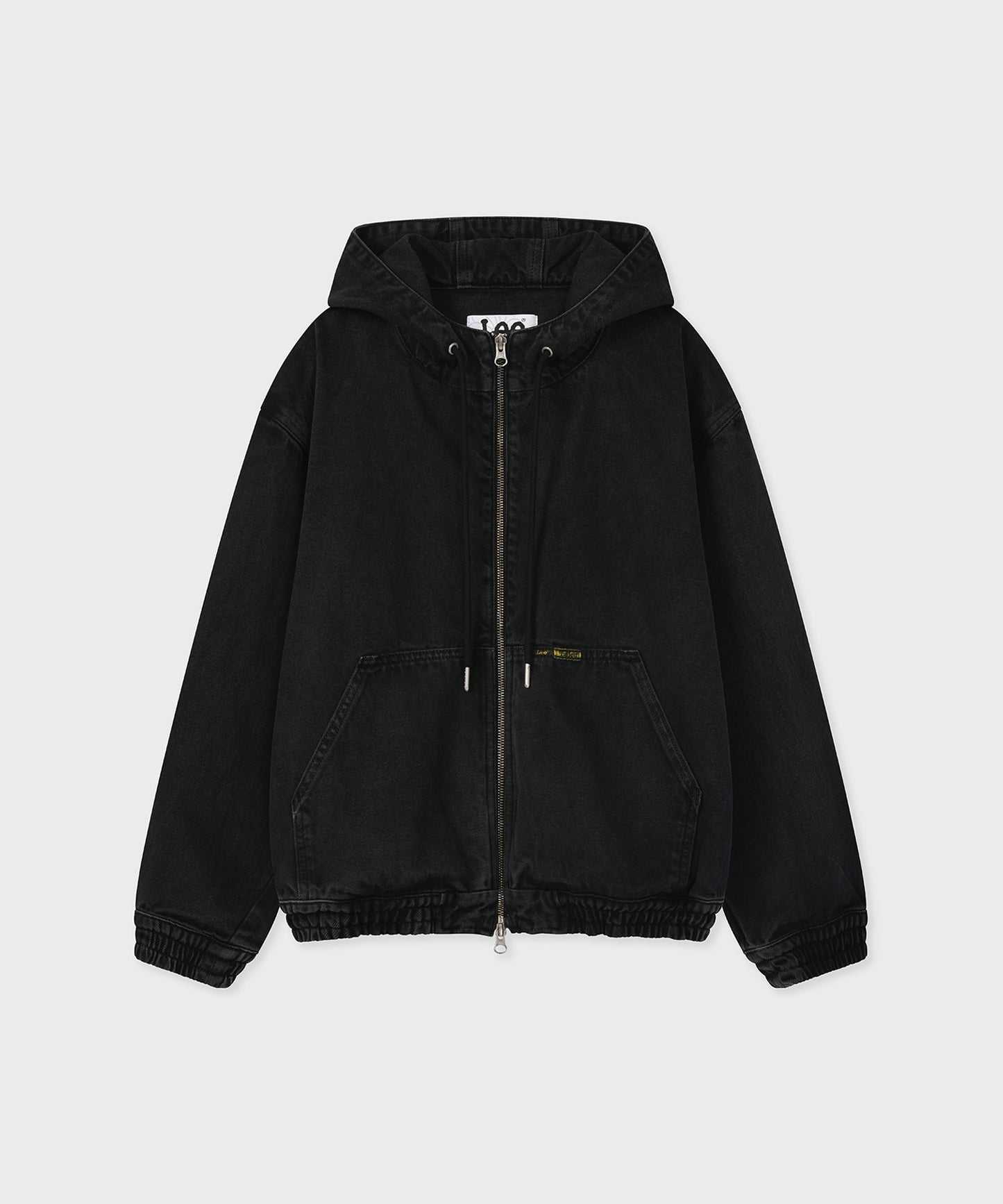 [Fallett x Lee] Washed Denim Hoodie Zip-Up / charcoal