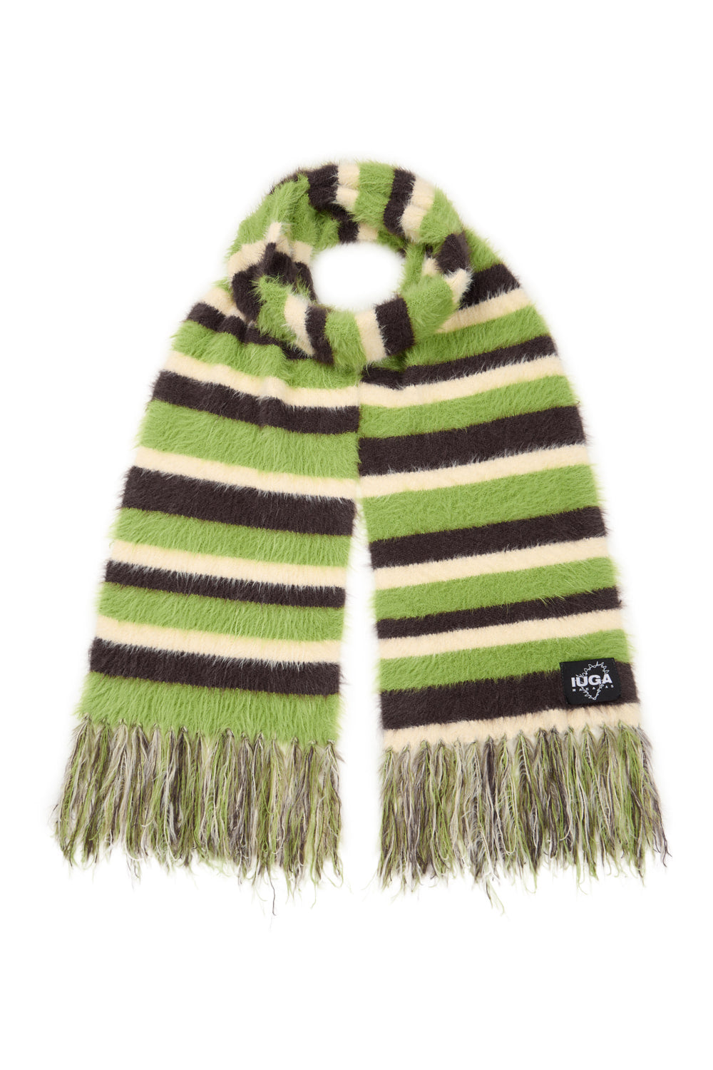 IUGA Striped Hairy Bold Muffler (Green)