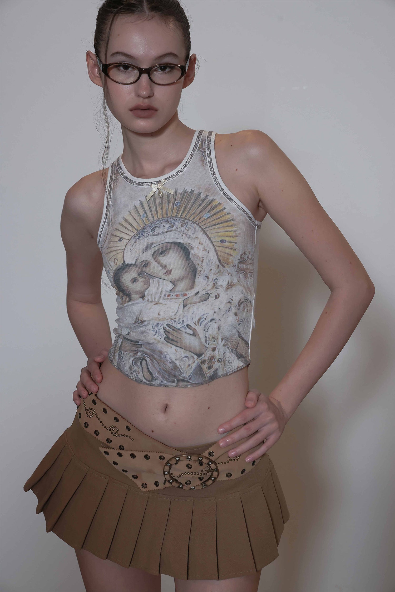 [SCULPTOR] Maria Tear Drop Tank Top - Dirty Peach/Raw