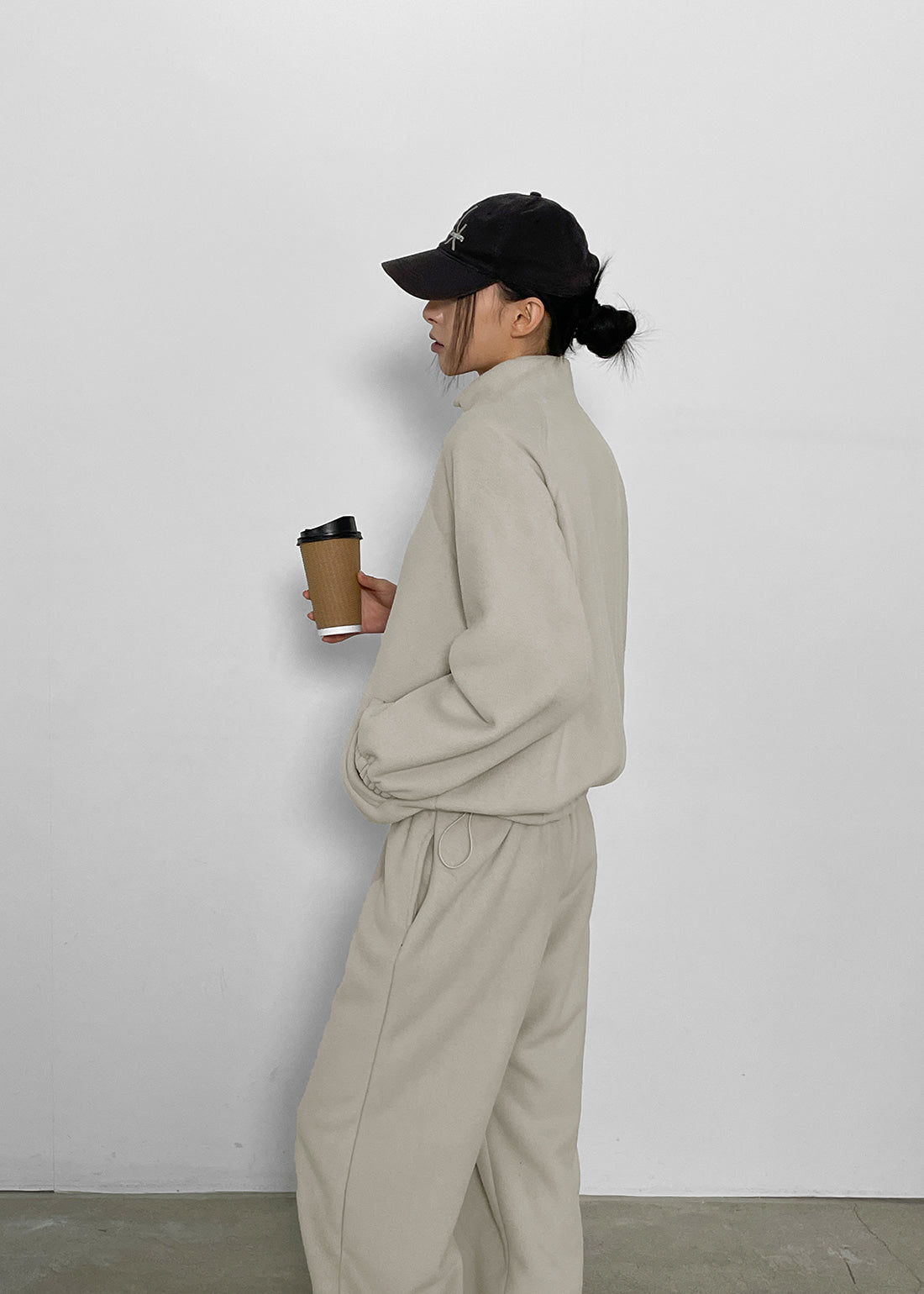 [WARM♨️] 韓國製造 Snowing Fleece 2-Way Zip-up Set / Ash Beige