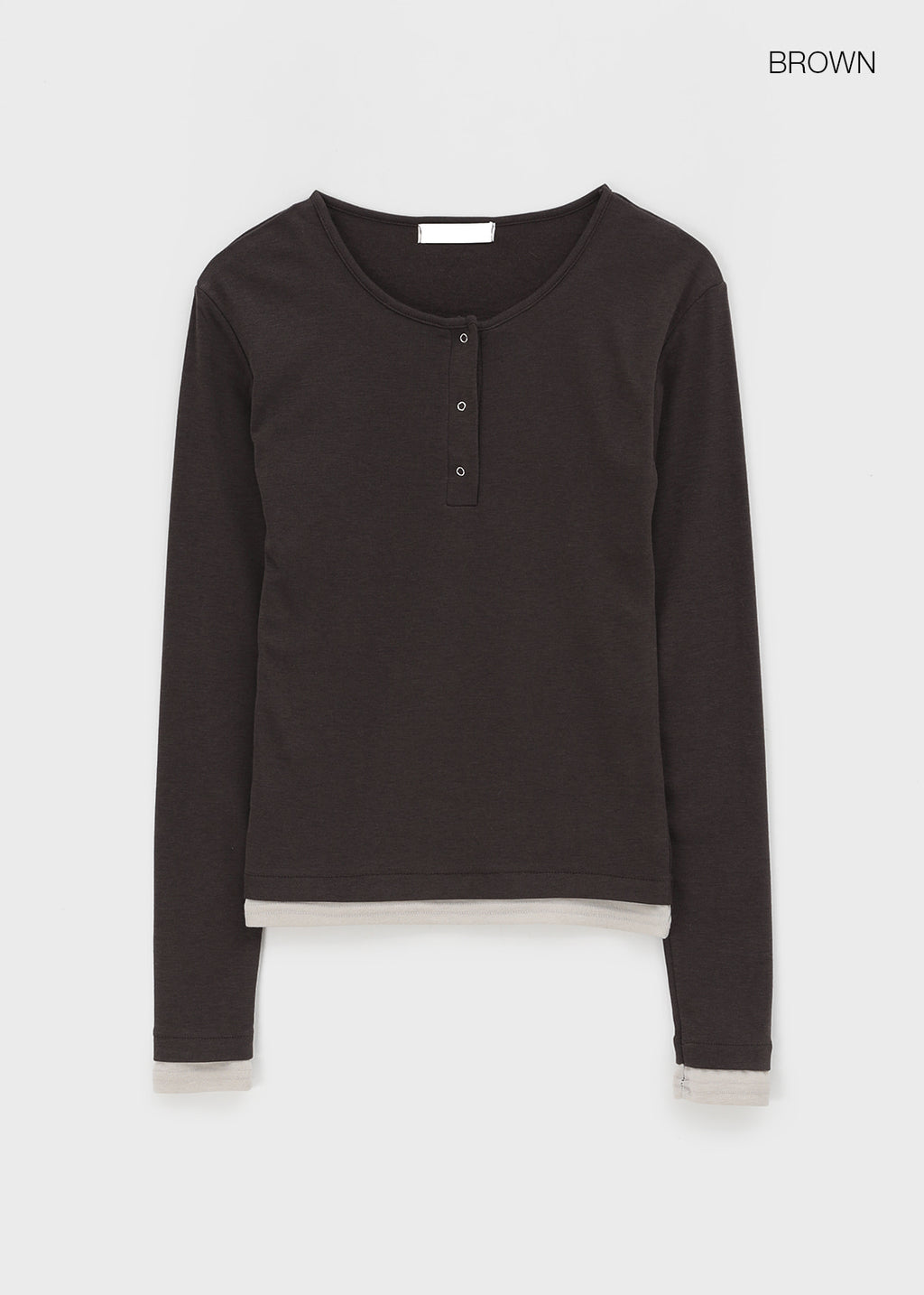 韓國製造 Brushed Layered Snap Long Sleeve Tee / 5colors