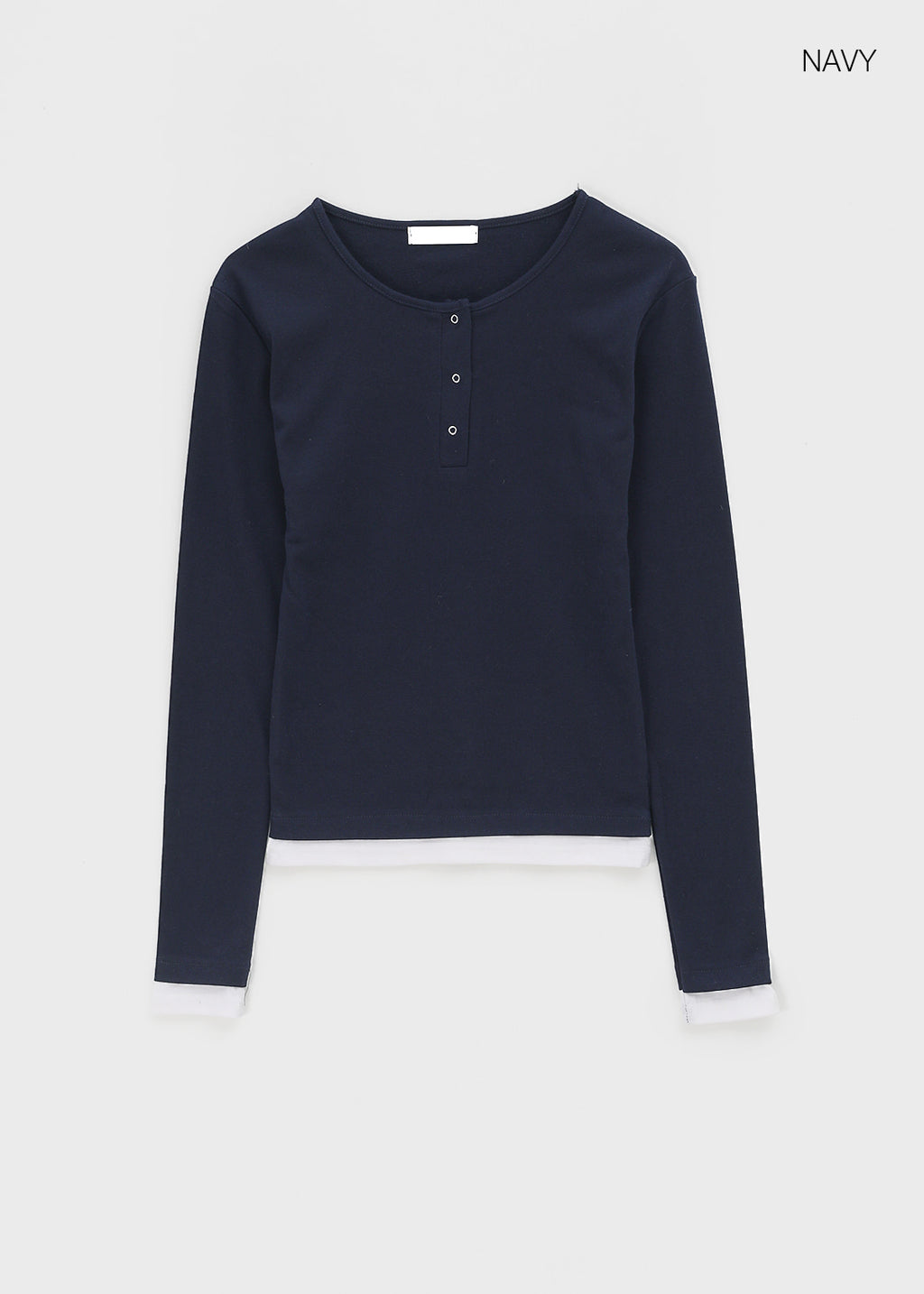 韓國製造 Brushed Layered Snap Long Sleeve Tee / 5colors