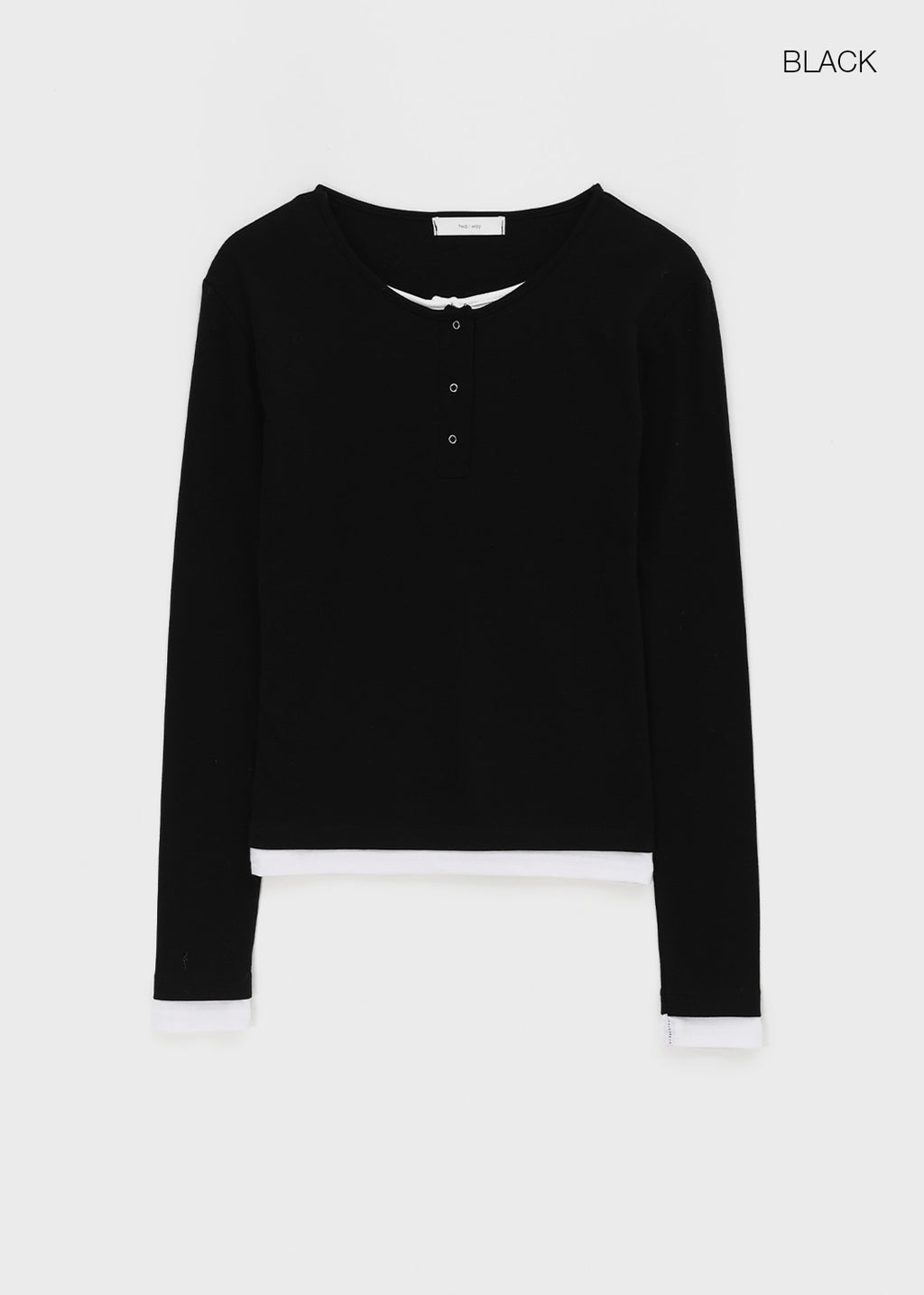 韓國製造 Brushed Layered Snap Long Sleeve Tee / 5colors