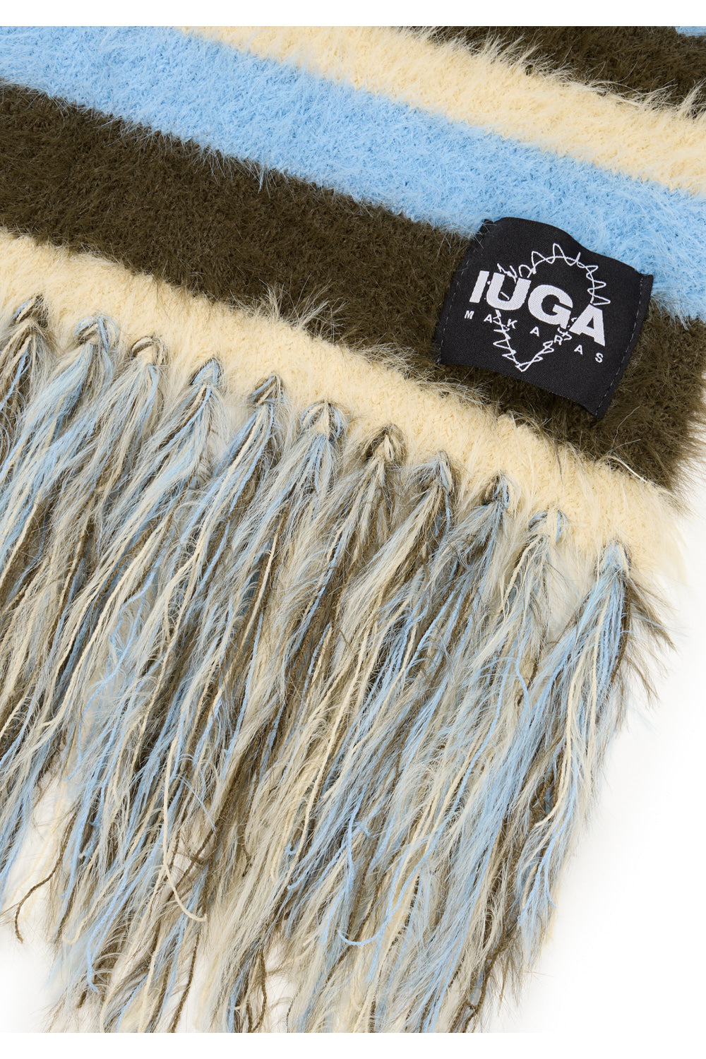 IUGA Striped Hairy Bold Muffler (Sky Blue)