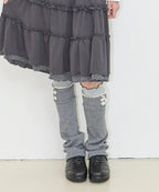 [illigo] LACE COLOR-BLOCK LEG WAEMER_CHARCOAL