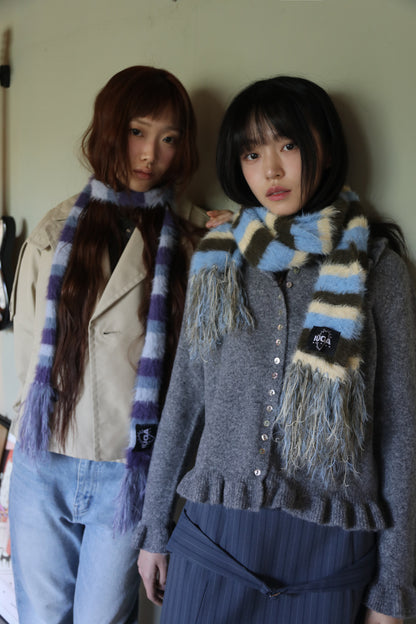 IUGA Striped Hairy Bold Muffler (Sky Blue)