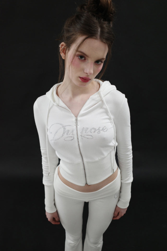 [시안同款🎀] DRYROSE RIB POINT HOOD ZIPUP / IVORY