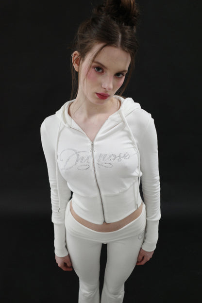 [시안同款🎀] DRYROSE RIB POINT HOOD ZIPUP / IVORY