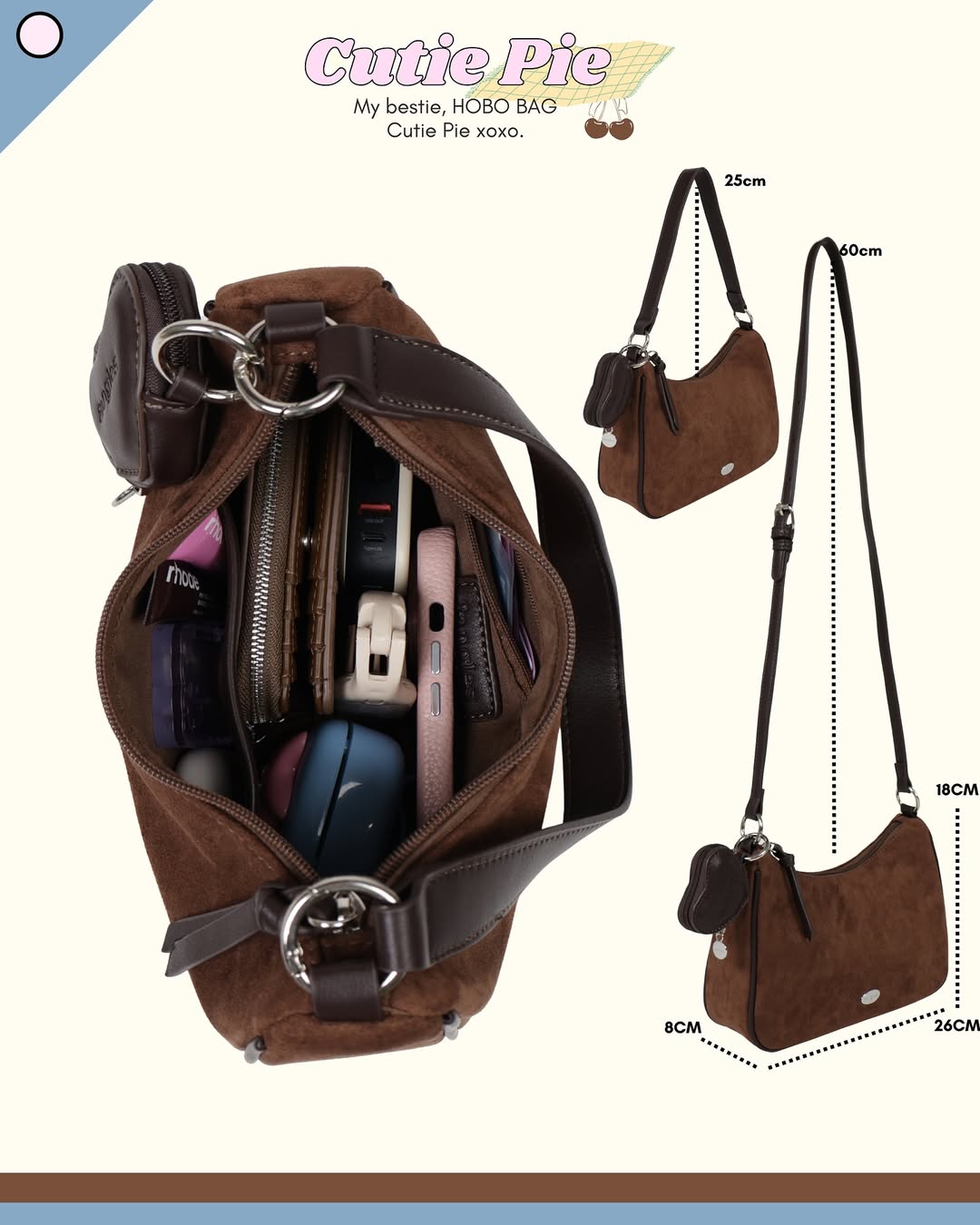 Cutie Pie Hobo Bag (crossbody OK!!) - 16colors