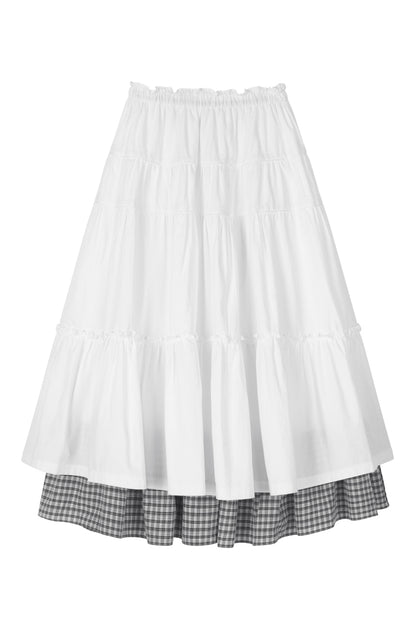 CHECK LONG CANCAN SKIRT (BK)