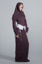 Sculptor 2way Shawl Maxi Dress Deep Wine