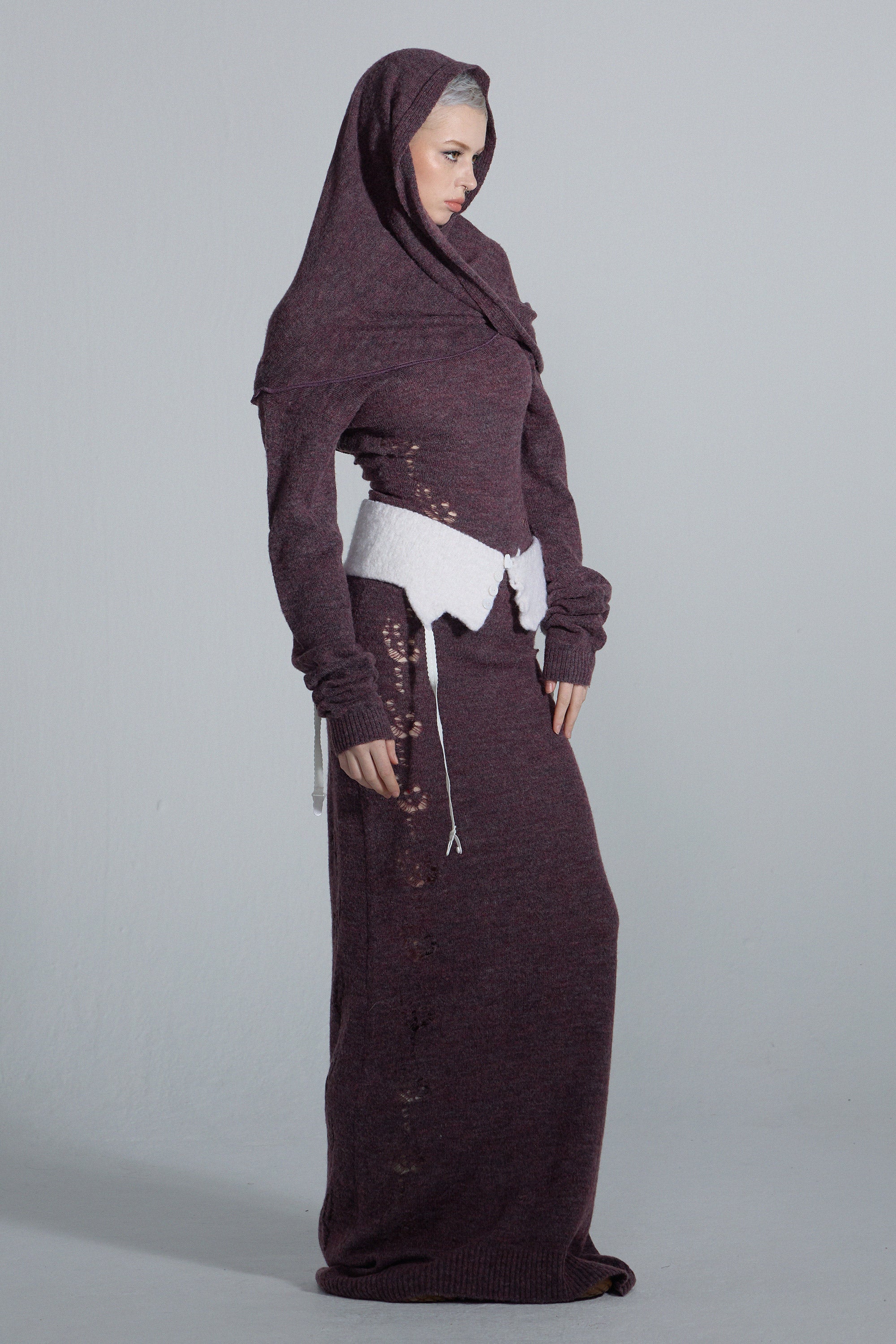 Sculptor 2way Shawl Maxi Dress Deep Wine