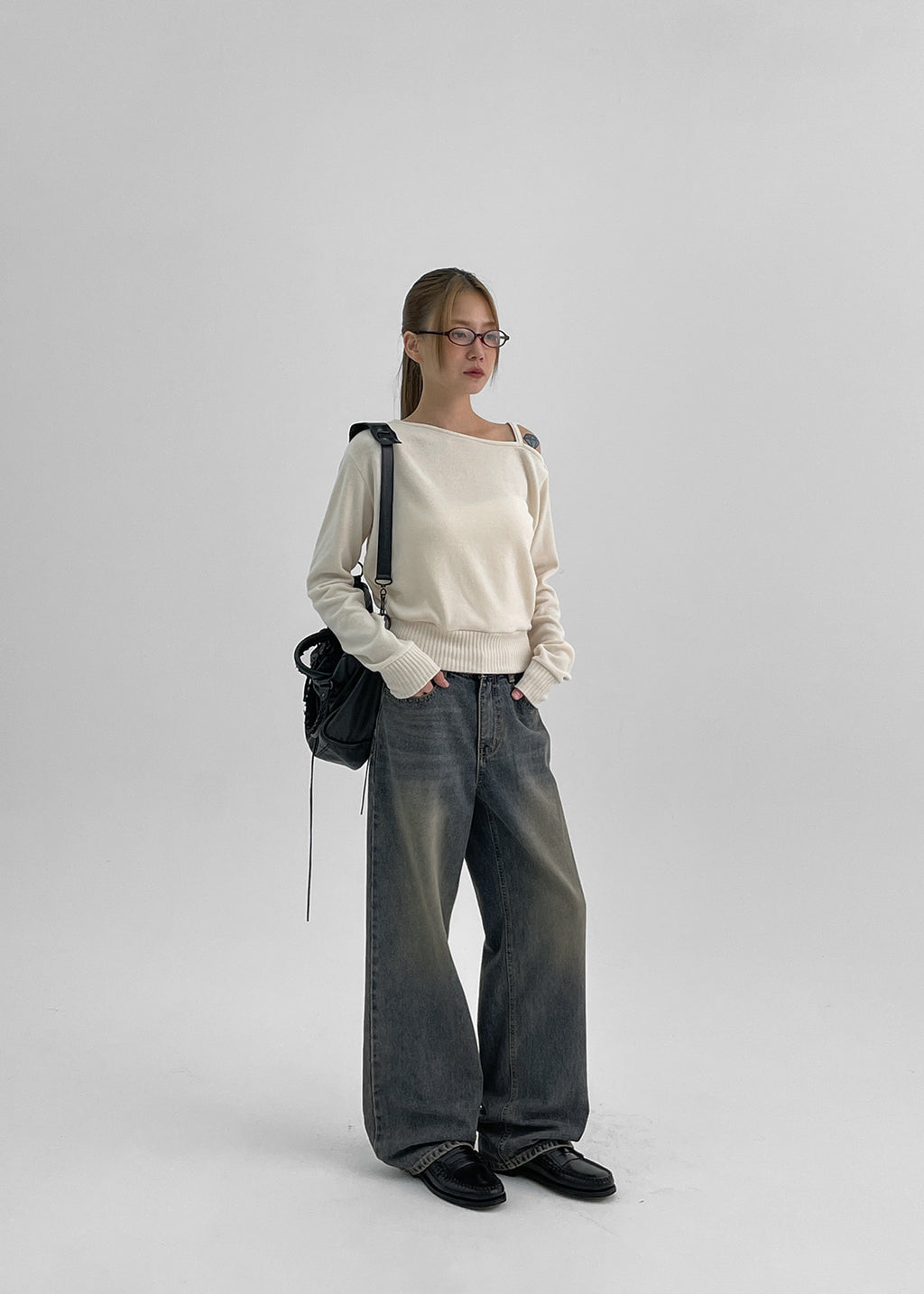 韓國製造 Best Wide Denim Pants / Dark