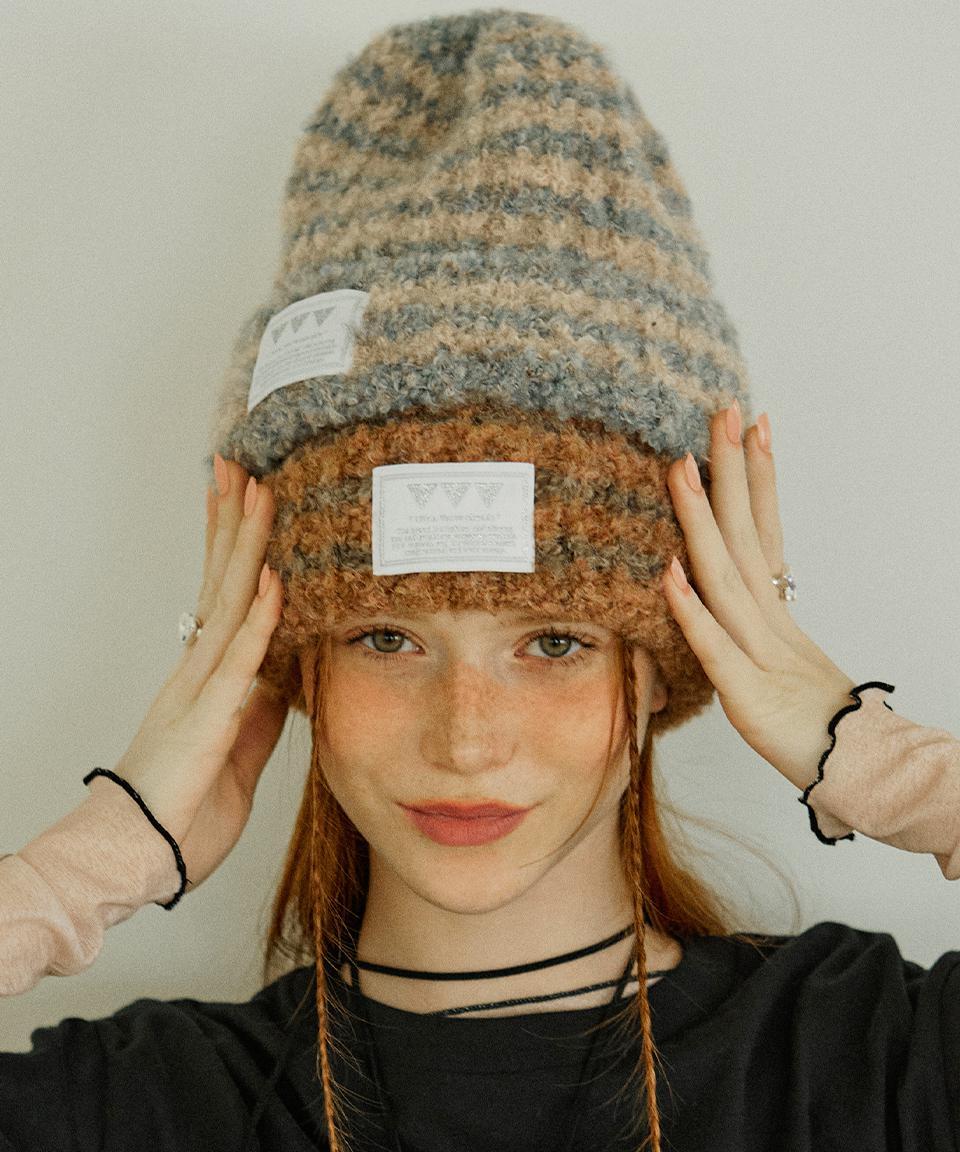 vvv Logo Stripe Mix Beanie / Orange