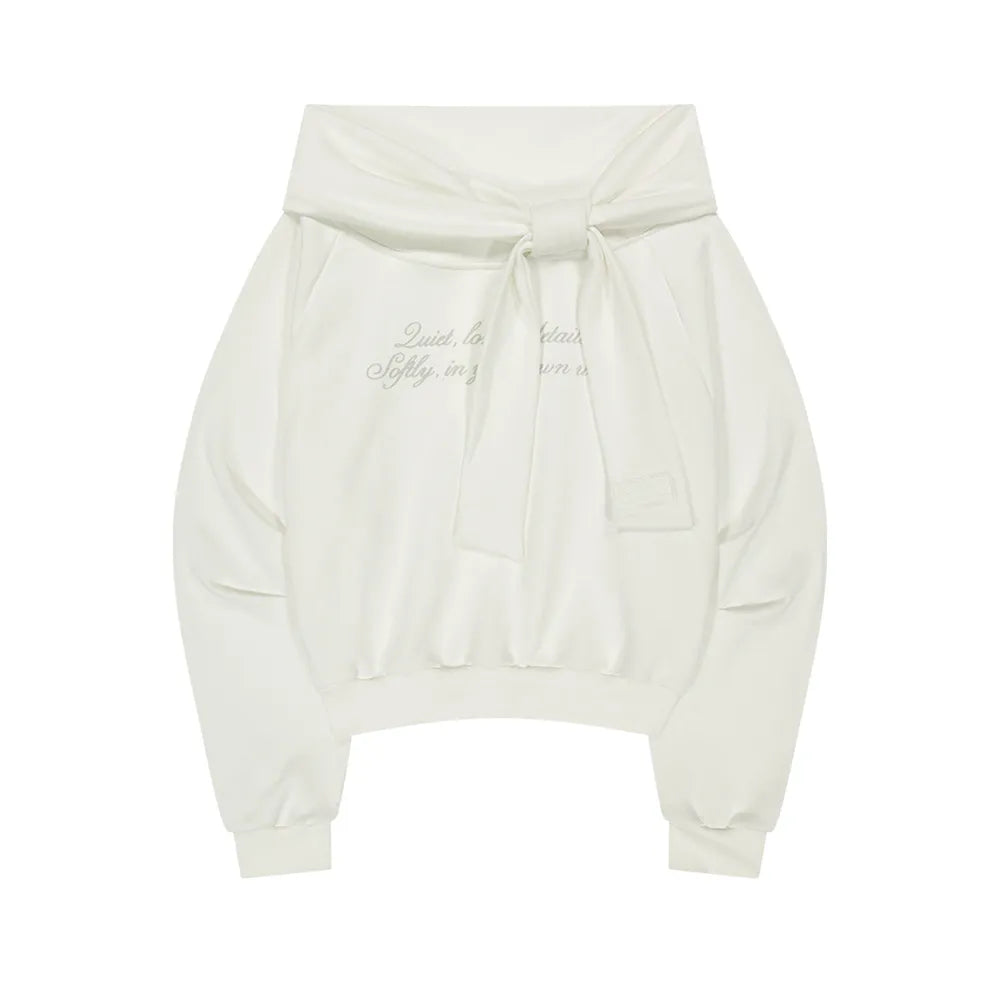 ILLIGO PURE BOW OFF SHOULDER SWEATSHIRT WHITE